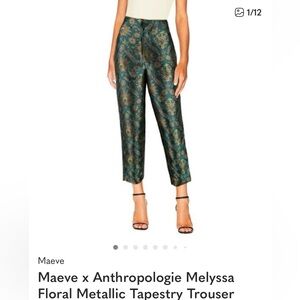 Anthro Maeve Melyssa Jacquard Metallic Tapestry Pants